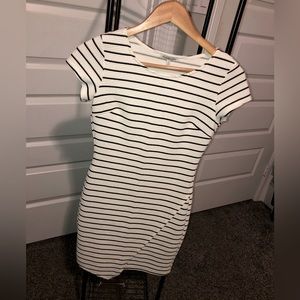 White with black stripes dress